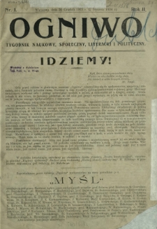 Ogniwo : tygodnik naukowy, społeczny, literacki i polityczny. R. 2, Nr 1 (20 grudnia 1903/2 stycznia 1904)