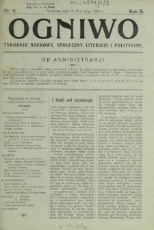 Ogniwo : tygodnik naukowy, społeczny, literacki i polityczny. R. 2, Nr 9 (14/27 lutego 1904)