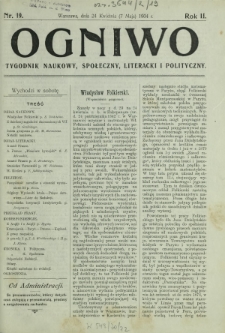 Ogniwo : tygodnik naukowy, społeczny, literacki i polityczny. R. 2, Nr 19 (24 kwietnia/7 maja 1904)
