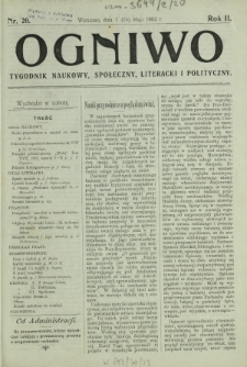 Ogniwo : tygodnik naukowy, społeczny, literacki i polityczny. R. 2, Nr 20 (1/14 maja 1904)