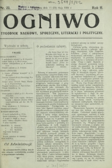 Ogniwo : tygodnik naukowy, społeczny, literacki i polityczny. R. 2, Nr 22 (15/28 maja 1904)
