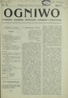 Ogniwo : tygodnik naukowy, społeczny, literacki i polityczny. R. 2, Nr 23 (22 maja/4 czerwca 1904)
