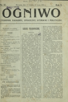Ogniwo : tygodnik naukowy, społeczny, literacki i polityczny. R. 2, Nr 27 (19 czerwca/2 lipca 1904)