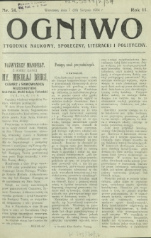 Ogniwo : tygodnik naukowy, społeczny, literacki i polityczny. R. 2, Nr 34 (7/20 sierpnia 1904)