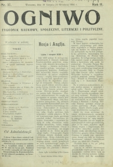 Ogniwo : tygodnik naukowy, społeczny, literacki i polityczny. R. 2, Nr 37 (28 sierpnia/3 września 1904)