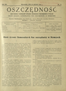 Oszczędność : dwutygodnik poświęcony sprawie organizacji oszczędności w Polsce. R. 12, nr 12 (30 czerwca 1936)