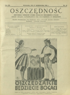 Oszczędność : dwutygodnik poświęcony sprawie organizacji oszczędności w Polsce. R. 12, nr 20 (31 października 1936)