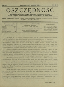 Oszczędność : dwutygodnik poświęcony sprawie organizacji oszczędności w Polsce. R.14, nr 16-17 (5 września 1938)