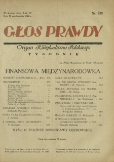 Głos Prawdy : organ radykalizmu polskiego. R. 4, Nr 165 (30 października 1926)