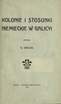 Kolonie i stosunki niemieckie w Galicyi