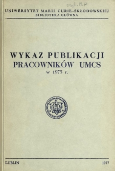 Wykaz Publikacji Pracowników UMCS w 1975 r.