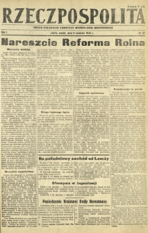 Rzeczpospolita : organ Polskiego Komitetu Wyzwolenia Narodowego. R. 1, nr 37 (8 września 1944)