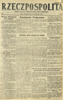 Rzeczpospolita : organ Polskiego Komitetu Wyzwolenia Narodowego. R. 1, nr 74 (16 października 1944)