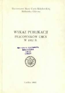 Wykaz Publikacji Pracowników UMCS w 1982 r.