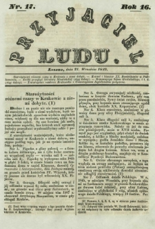 Przyjaciel Ludu : czyli tygodnik potrzebnych i pożytecznych wiadomości. R. 16, Nr 17 (21 września 1849)