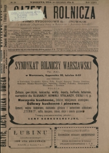 Gazeta Rolnicza : pismo tygodniowe ilustrowane. R. 66, nr 50 (10 grudnia 1926)