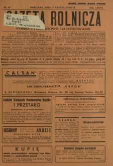 Gazeta Rolnicza : pismo tygodniowe ilustrowane. R. 77, nr 38 (17 września 1937)