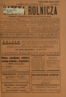Gazeta Rolnicza : pismo tygodniowe ilustrowane. R. 77, nr 46 (12 listopada 1937)