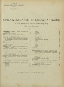 Sprawozdanie Stenograficzne z 168 Posiedzenia Sejmu Rzeczypospolitej z dnia 10 grudnia 1924 r. (I Kadencja 1922-1927)