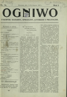 Ogniwo : tygodnik naukowy, społeczny, literacki i polityczny. R. 1, Nr 34 (2/15 sierpnia 1903)