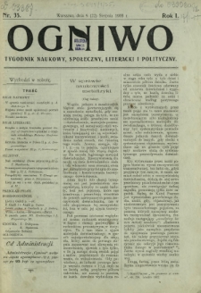 Ogniwo : tygodnik naukowy, społeczny, literacki i polityczny. R. 1, Nr 35 (9/22 sierpnia 1903)