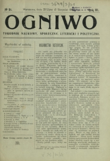 Ogniwo : tygodnik naukowy, społeczny, literacki i polityczny. R. 3, Nr 31 (25 lipca/3 sierpnia 1905)