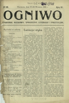 Ogniwo : tygodnik naukowy, społeczny, literacki i polityczny. R. 3, Nr 38 (10/23 września 1905)