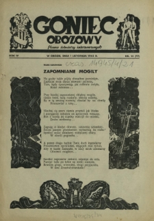 Goniec Obozowy : pismo żołnierzy internowanych R. 4, Nr 21 (1 listopada 1943)