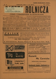 Gazeta Rolnicza : pismo tygodniowe ilustrowane. R. 79, nr 19 (12 maja 1939)