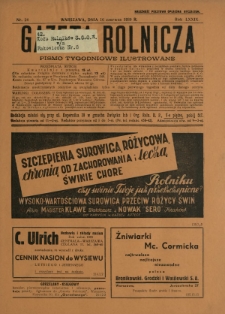 Gazeta Rolnicza : pismo tygodniowe ilustrowane. R. 79, nr 24 (16 czerwca 1939)