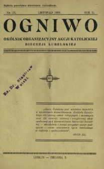 Ogniwo : okólnik organizacyjny Akcji Katolickiej Diecezji Lubelskiej R. 2, Nr 11 (listopad 1934)