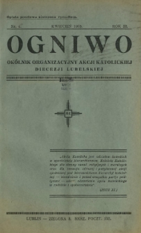 Ogniwo : okólnik organizacyjny Akcji Katolickiej Diecezji Lubelskiej R. 3, Nr 4 (kwiecień 1935)
