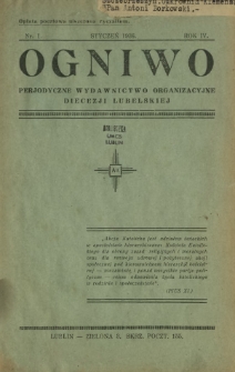 Ogniwo : perjodyczne wydawnictwo organizacyjne diecezji Lubelskiej R. 4, Nr 1 (styczeń 1936)