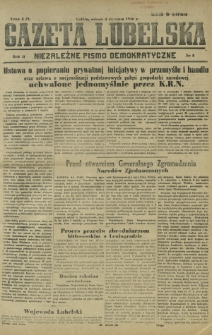 Gazeta Lubelska : niezależne pismo demokratyczne. R. 2, nr 5 (5 stycznia 1946)