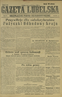 Gazeta Lubelska : niezależne pismo demokratyczne. R. 2, nr 43=352 (12 lutego 1946)
