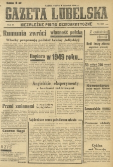 Gazeta Lubelska : niezależne pismo demokratyczne. R. 2, nr 242=551 (3 wrzesień 1946)