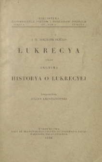 J. D. Solikowskiego "Lukrecya" oraz Anonima "Historya o Lukrecyej