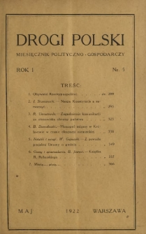 Drogi Polski : miesięcznik polityczno-gospodarczy. R. 1, nr 5 (maj 1922)