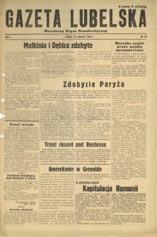 Gazeta Lubelska : niezależny organ demokratyczny. R. 1, nr 19 (25 sierpnia 1944)