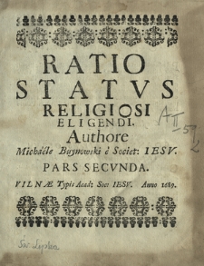 Ratio Statvs Religiosi Eligendi. P. 2