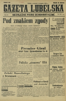 Gazeta Lubelska : niezależne pismo demokratyczne. R. 2, nr 216=525 (8 sierpień 1946)