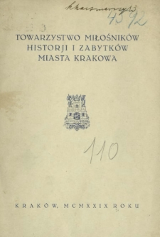 Towarzystwo Miłośników Historji i Zabytków Miasta Krakowa 1897-1928