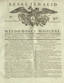 Ruski Inwalid czyli wiadomości wojenne. 1817, nr 92 (22 kwietnia)