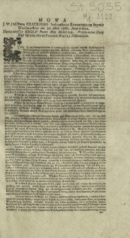 Mowa J. W. JMć Pana Czackiego Podczaszego Koronnego, na Seymie Warszawskim die 30. 8bris 1766. Anno miana