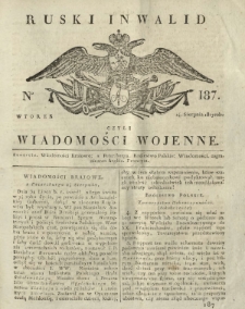 Ruski Inwalid czyli wiadomości wojenne. 1817, nr 187 (14 sierpnia)