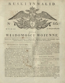 Ruski Inwalid czyli wiadomości wojenne. 1817, nr 193 (21 sierpnia)