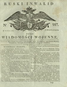 Ruski Inwalid czyli wiadomości wojenne. 1817, nr 217 (18 września)