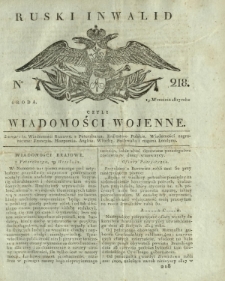Ruski Inwalid czyli wiadomości wojenne. 1817, nr 218 (19 września)