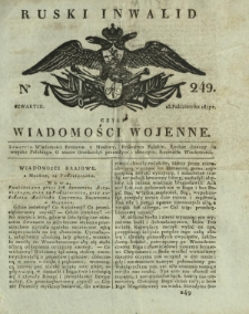 Ruski Inwalid czyli wiadomości wojenne. 1817, nr 249 (25 października)
