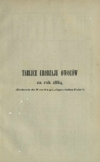 Ogrodnik Polski : dwutygodnik poświęcony wszystkim gałęziom ogrodnictwa T. 6, Nr 24 (1884). Dodatek